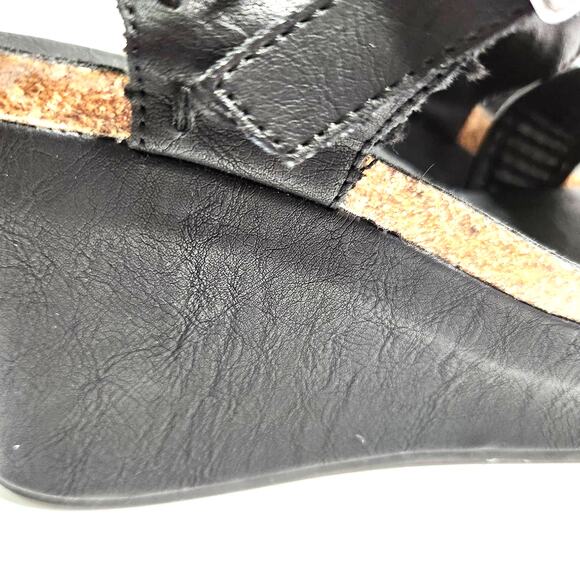 Pierre Dumas Hester-12 Wedge Sandals Size 8 Double-Buckle Vegan Faux Leather - Picture 11 of 16